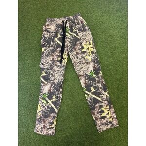 Tree Bark Camo Cargo Pants Small‎ Green Brown Snap Hem Streetwear